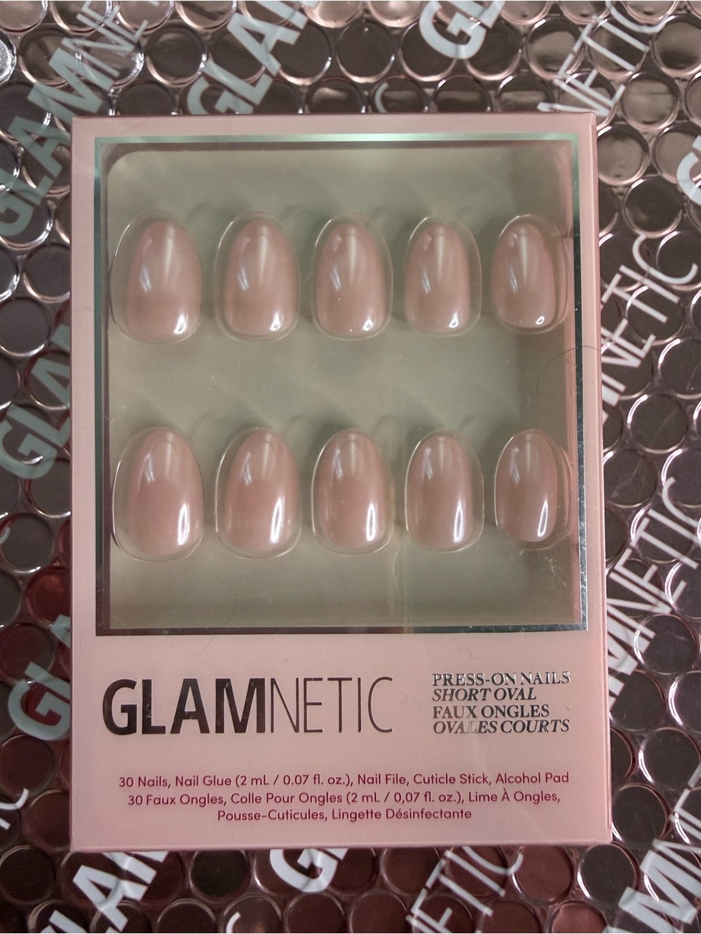 GLAMNETIC Short Oval Press-On Nails in Nude Pink - 30 Pack